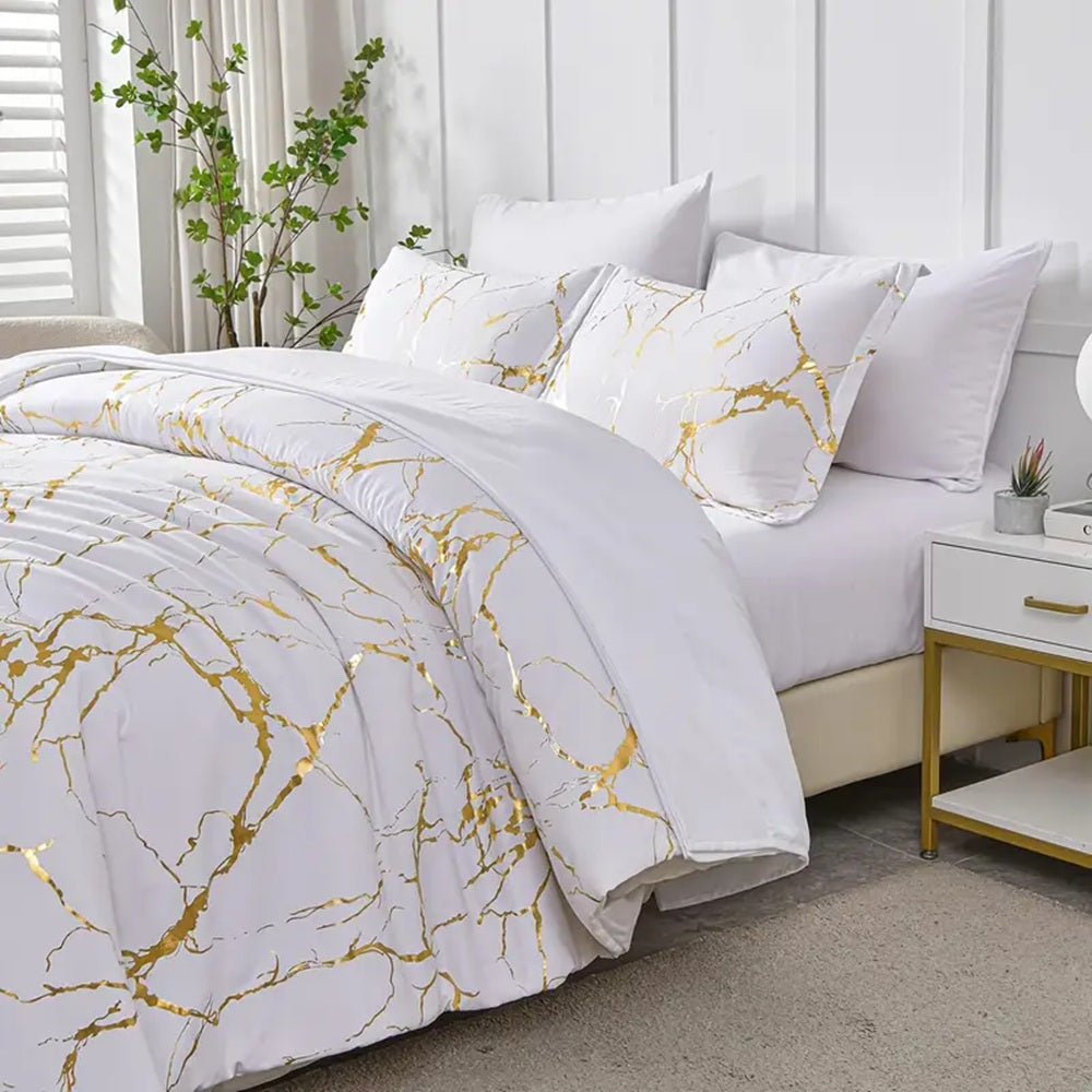 Marble White Duvet Cover Set | Hadi Craft USA