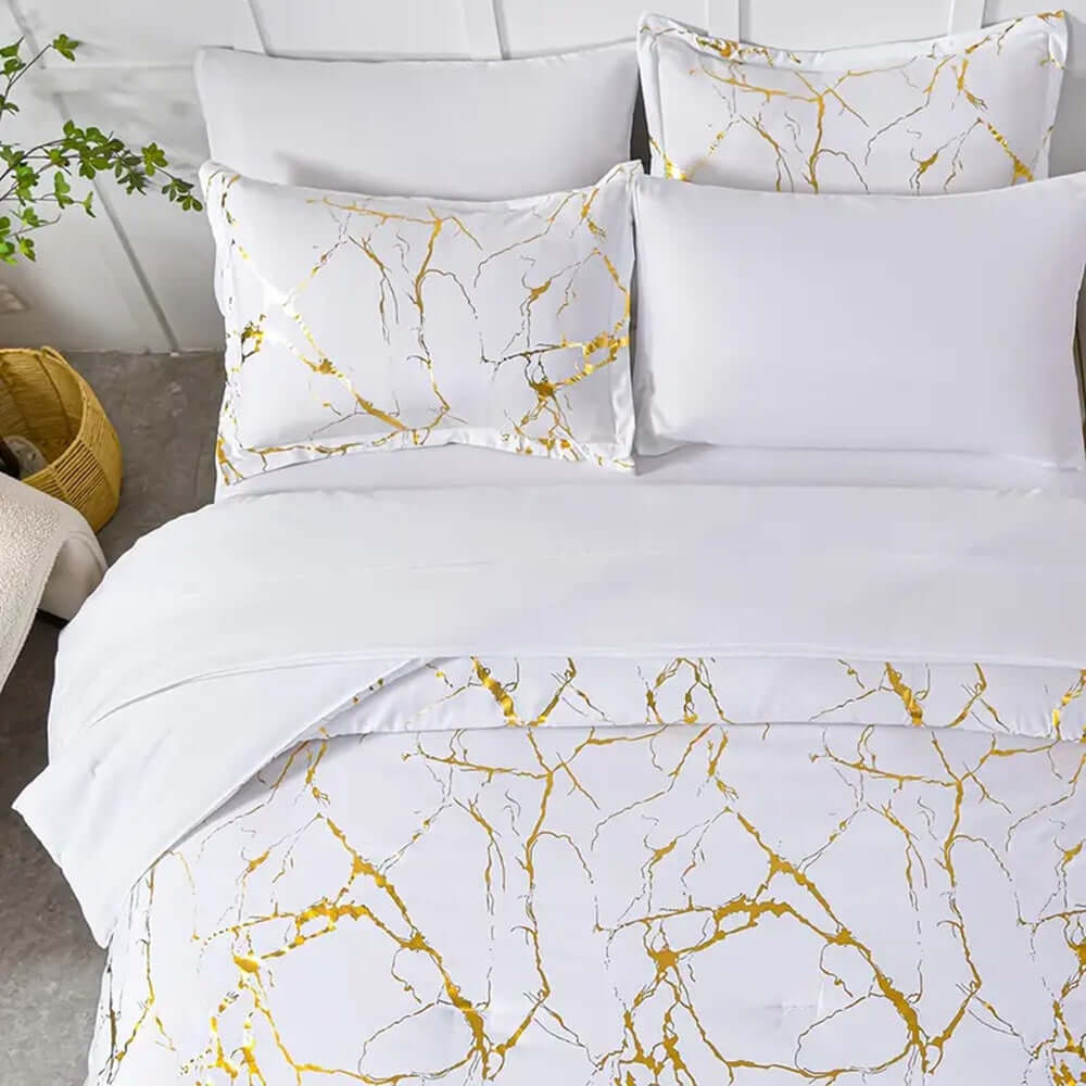 Marble White Duvet Cover Set - Hadi Craft