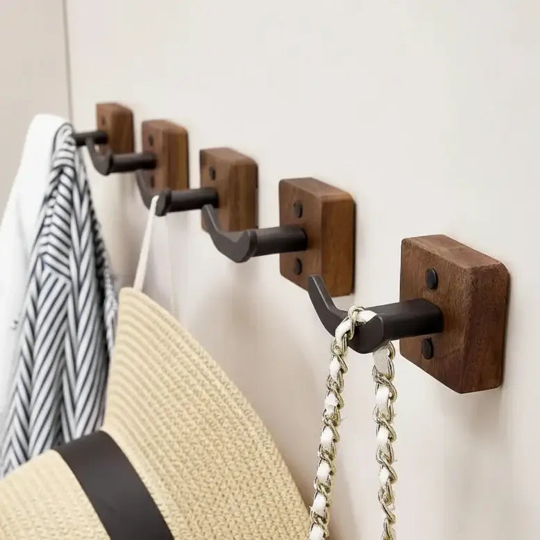 Matte Black Wall Coat Hooks Rack for Modern Home Decor 3 Pack - Hadi Craft
