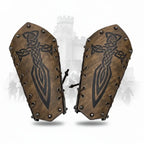 Medieval Embossed Arm Bracers PU Leather Knight Viking Cosplay Gauntlets Costume Props - Hadi Craft