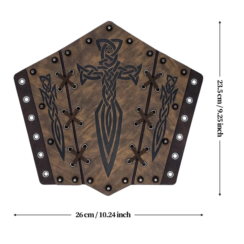 Medieval Embossed Arm Bracers PU Leather Knight Viking Cosplay Gauntlets Costume Props - Hadi Craft