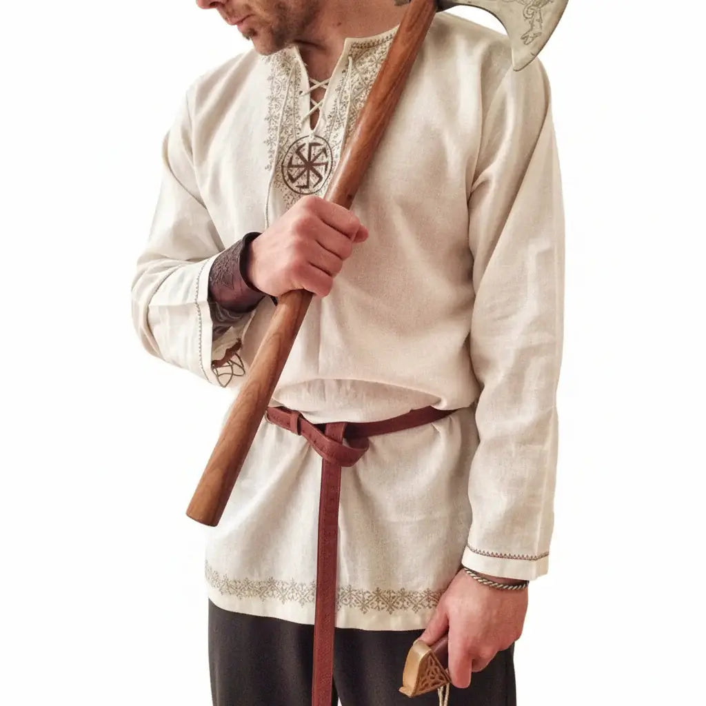 Medieval Knight Tunic Shirt Men Viking Pirate Costume Renaissance Faire Halloween Top - Hadi Craft