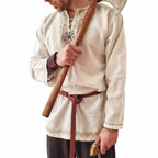 Medieval Knight Tunic Shirt Men Viking Pirate Costume Renaissance Faire Halloween Top - Hadi Craft