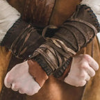 Medieval Leather Arm Guards Viking Bracers Costume Wrist Armor for Renaissance Faire - Hadi Craft