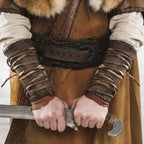Medieval Leather Arm Guards Viking Bracers Costume Wrist Armor for Renaissance Faire - Hadi Craft