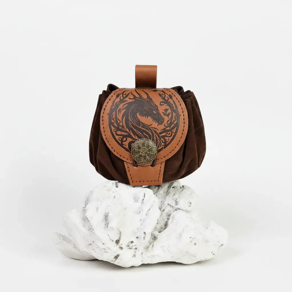Medieval Viking Belt Pouch Leather Drawstring Coin Bag Renaissance Faire Waist Accessory - Hadi Craft