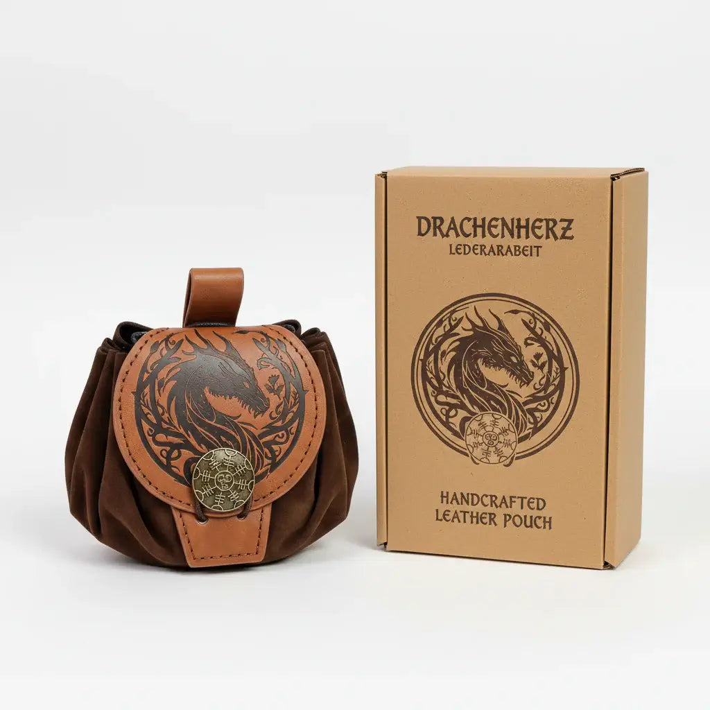 Medieval Viking Belt Pouch Leather Drawstring Coin Bag Renaissance Faire Waist Accessory - Hadi Craft