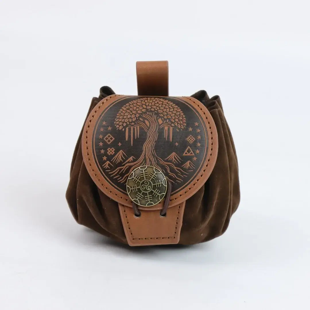 Medieval Viking Belt Pouch Leather Drawstring Coin Bag Renaissance Faire Waist Accessory - Hadi Craft