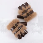 Medieval Viking Fur Fingerless Gloves – Steampunk Leather Wrist Guards for Renaissance, Archery & Cosplay - Hadi Craft