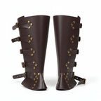 Medieval Viking Knight Boot Covers – Renaissance PU Leather Leggings - Hadi Craft