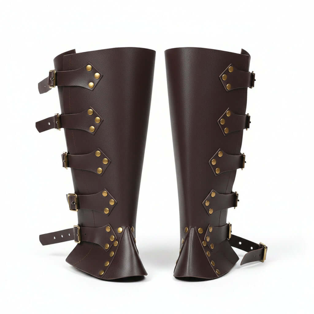 Medieval Viking Knight Boot Covers – Renaissance PU Leather Leggings - Hadi Craft