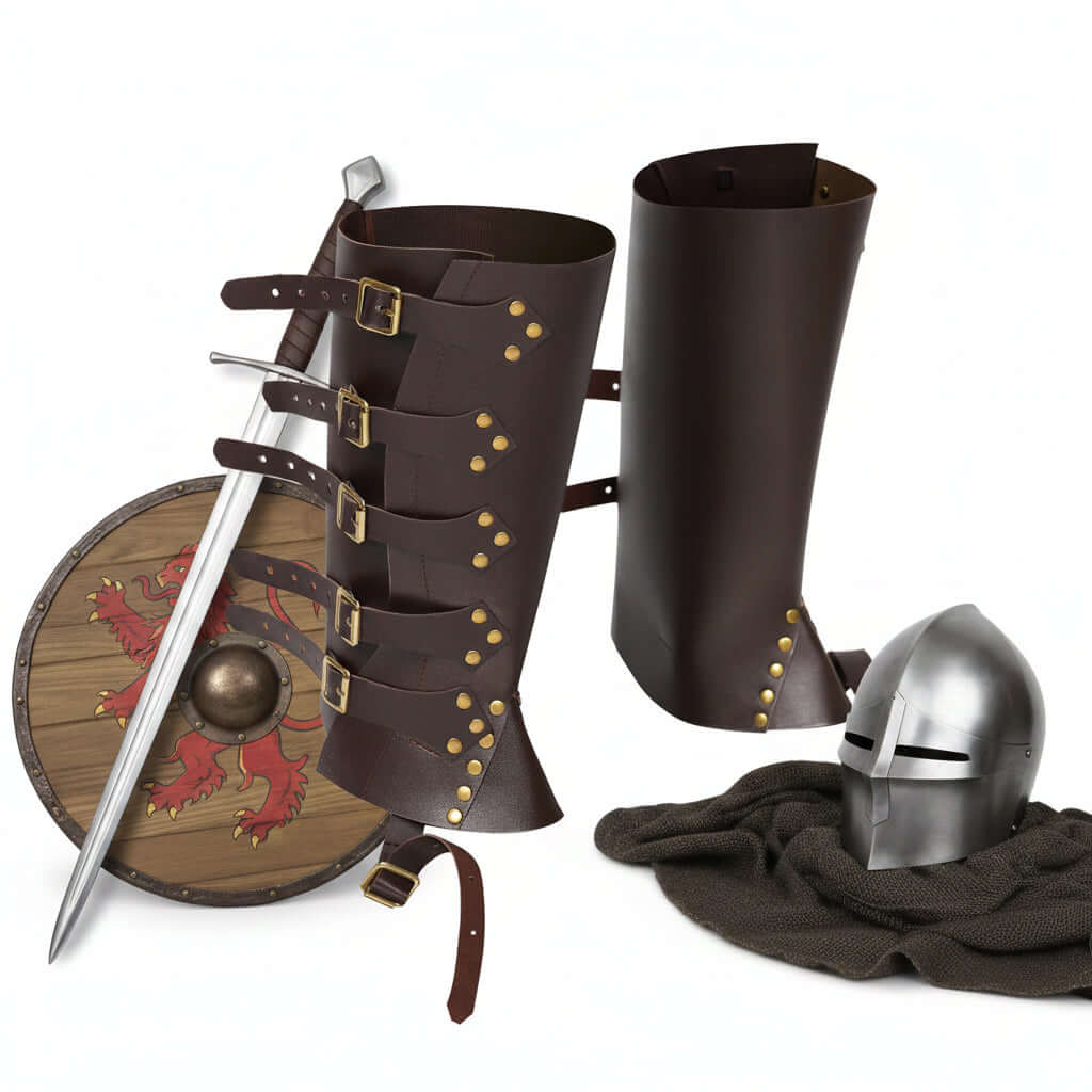 Medieval Viking Knight Boot Covers – Renaissance PU Leather Leggings - Hadi Craft