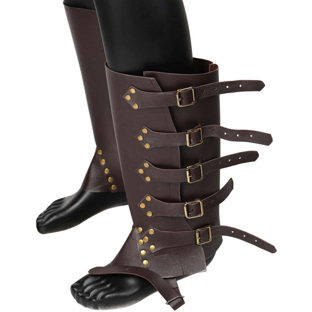 Medieval Viking Knight Boot Covers – Renaissance PU Leather Leggings - Hadi Craft