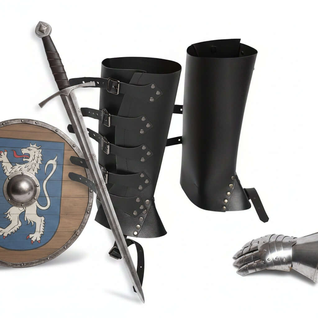 Medieval Viking Knight Boot Covers – Renaissance PU Leather Leggings - Hadi Craft
