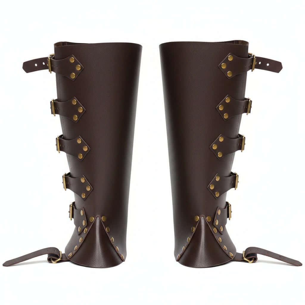 Medieval Viking Knight Boot Covers – Renaissance PU Leather Leggings - Hadi Craft