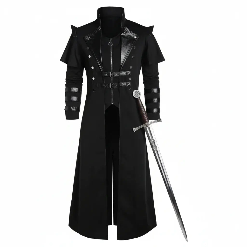Medieval Viking Wear Gothic Steampunk Assassin Long Coat Pirate Armor Leather Costume Jacket - Hadi Craft
