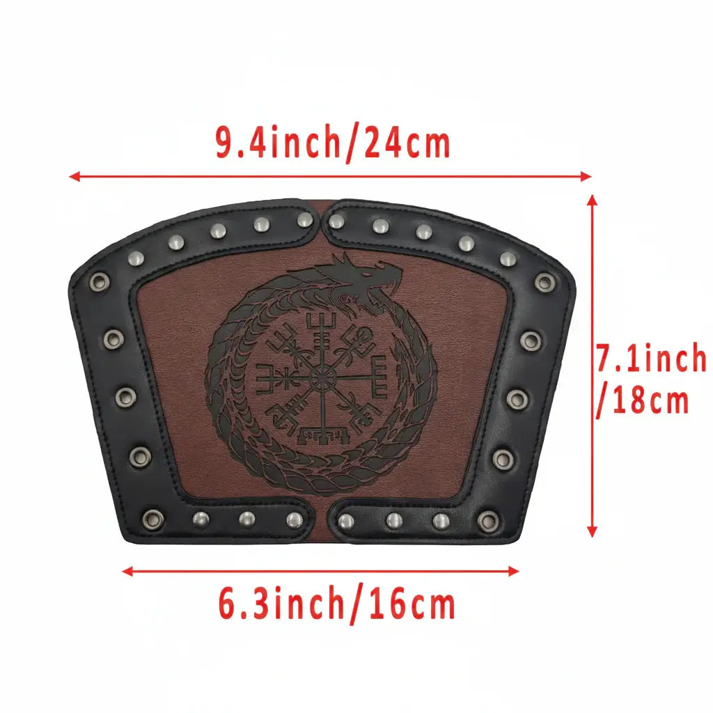 Medieval Viking Wear Nordic Compass Leather Bracelet Wide Arm Gauntlet Bracer - Hadi Craft