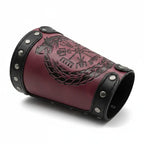 Medieval Viking Wear Nordic Compass Leather Bracelet Wide Arm Gauntlet Bracer - Hadi Craft