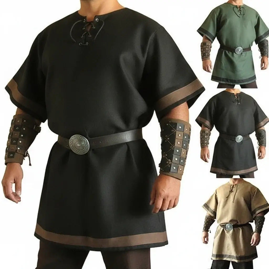 Medieval Viking Wear Warrior Costume Men Renaissance Knight Pirate Shirt LARP Outfit - Hadi Craft