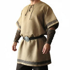 Medieval Viking Wear Warrior Costume Men Renaissance Knight Pirate Shirt LARP Outfit - Hadi Craft