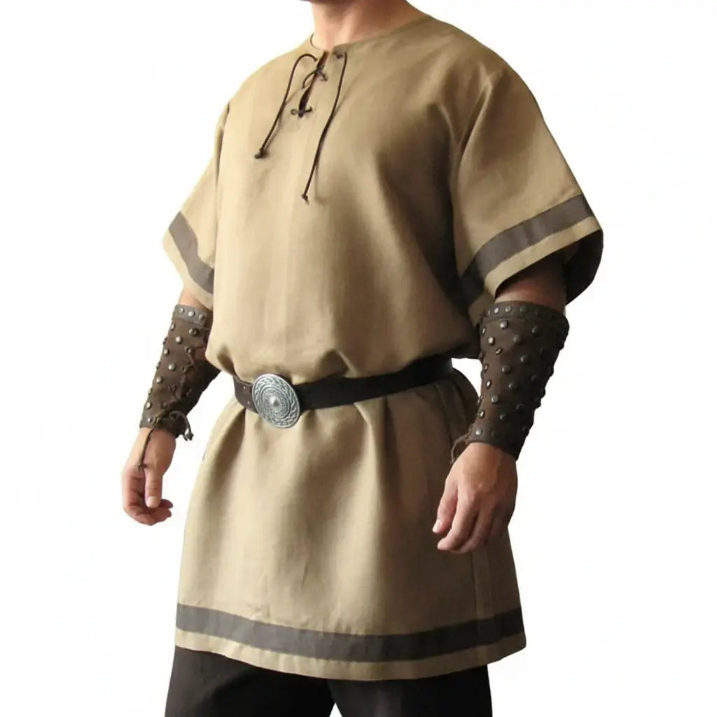 Medieval Viking Wear Warrior Costume Men Renaissance Knight Pirate Shirt LARP Outfit - Hadi Craft