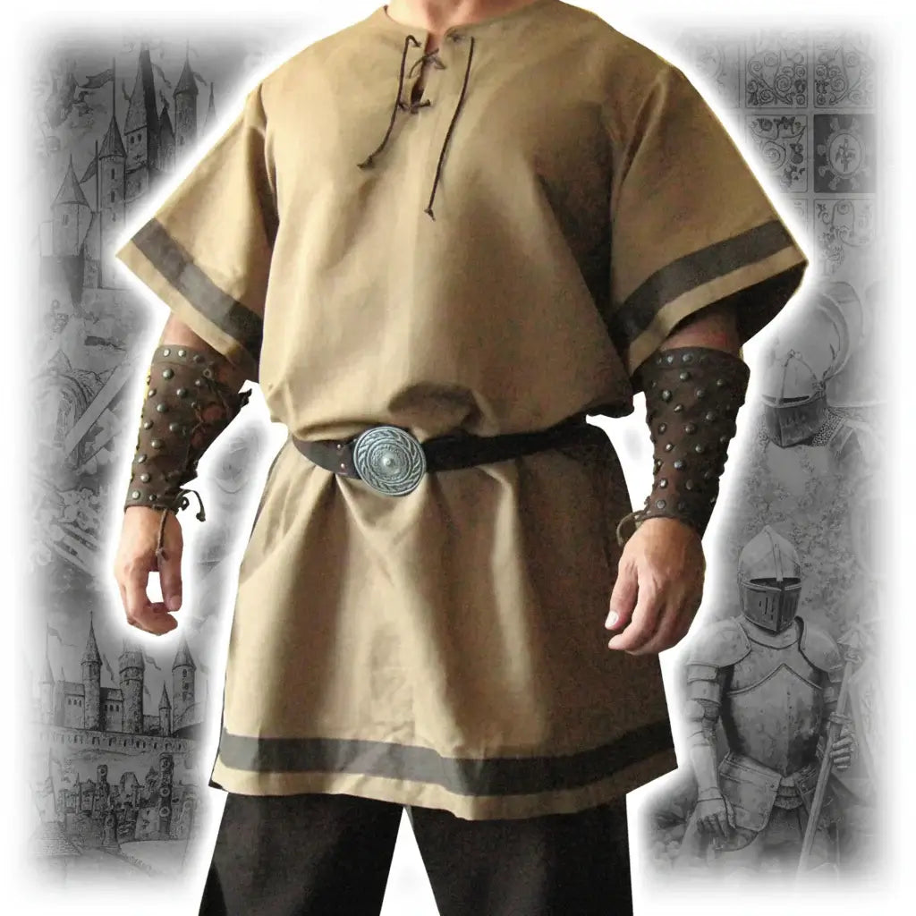 Medieval Viking Wear Warrior Costume Men Renaissance Knight Pirate Shirt LARP Outfit - Hadi Craft