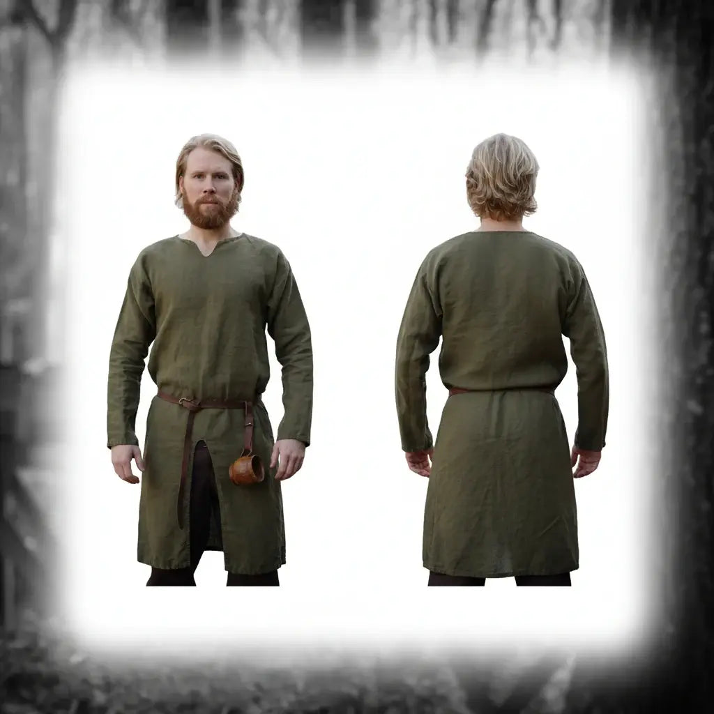 Men Medieval Knight Warrior Costume Tunic Clothing Norman Chevalier Braid Viking Pirate Saxon Top Shirt - Hadi Craft