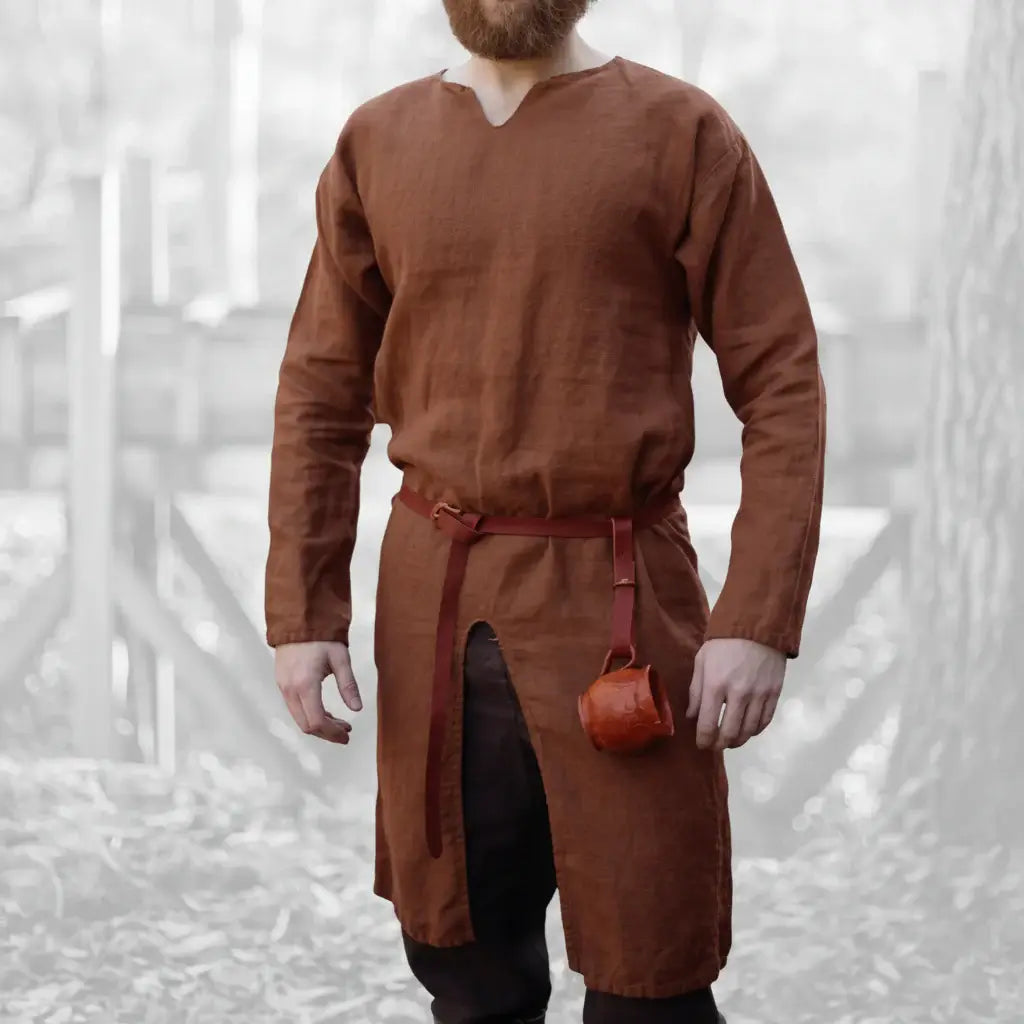 Men Medieval Knight Warrior Costume Tunic Clothing Norman Chevalier Braid Viking Pirate Saxon Top Shirt - Hadi Craft