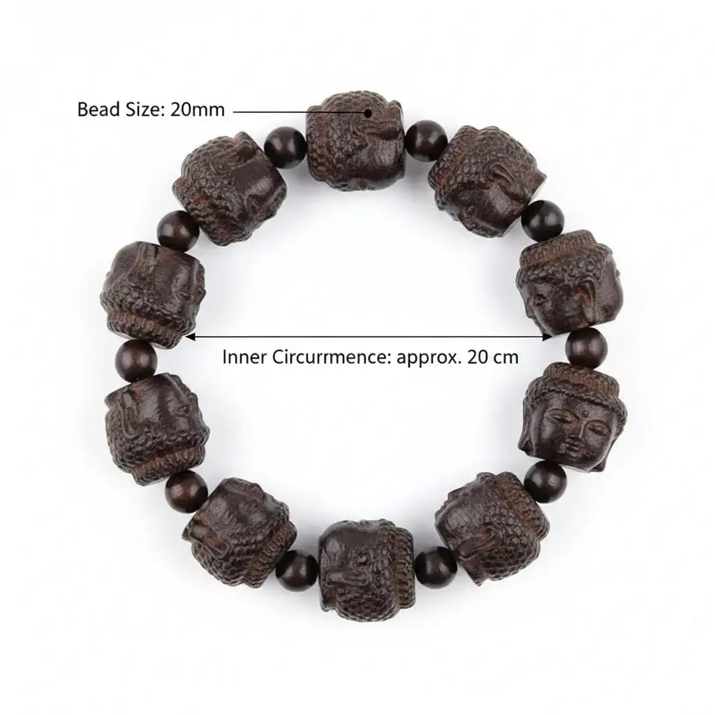 Men’s Buddha Wood Bead Bracelet – Vintage Buddhist Meditation Energy Bracelet Lucky Handmade Jewelry Gift - Hadi Craft
