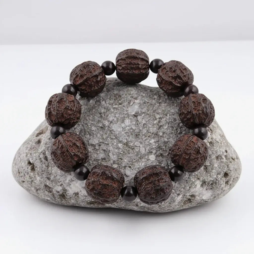 Men’s Buddha Wood Bead Bracelet – Vintage Buddhist Meditation Energy Bracelet Lucky Handmade Jewelry Gift - Hadi Craft