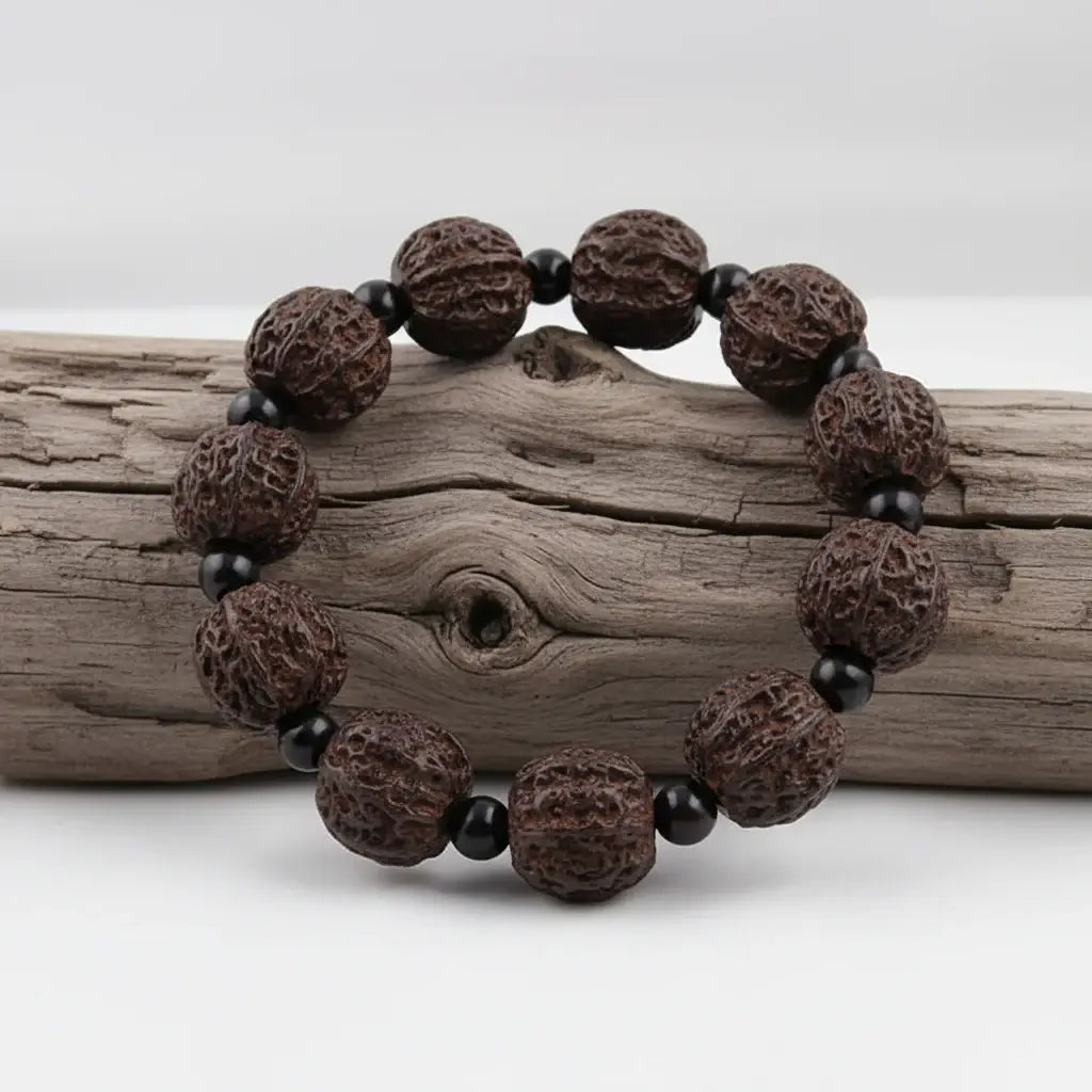 Men’s Buddha Wood Bead Bracelet – Vintage Buddhist Meditation Energy Bracelet Lucky Handmade Jewelry Gift - Hadi Craft
