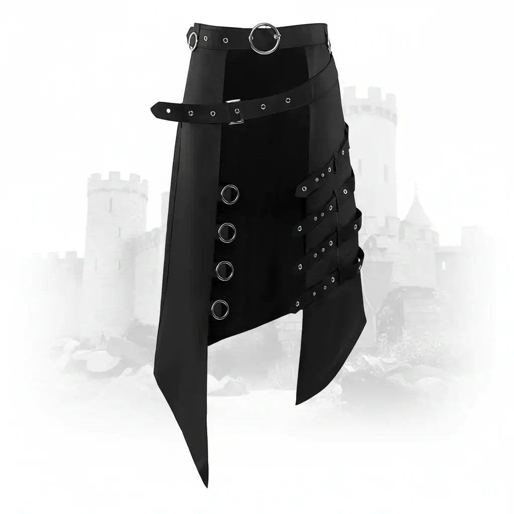 Men's Gothic Punk Kilt Skirt Medieval Roman Warrior Leather Belt Black Cosplay Costume - Hadi Craft