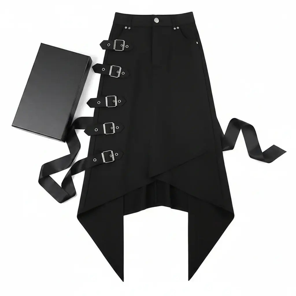 Men's Gothic Punk Kilt Skirt Medieval Roman Warrior Leather Belt Black Cosplay Costume - Hadi Craft