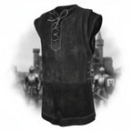 Men's Medieval Punk Vest Viking Archer Cosplay Chest Armor Suede LARP Halloween Costume - Hadi Craft