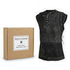 Men's Medieval Punk Vest Viking Archer Cosplay Chest Armor Suede LARP Halloween Costume - Hadi Craft