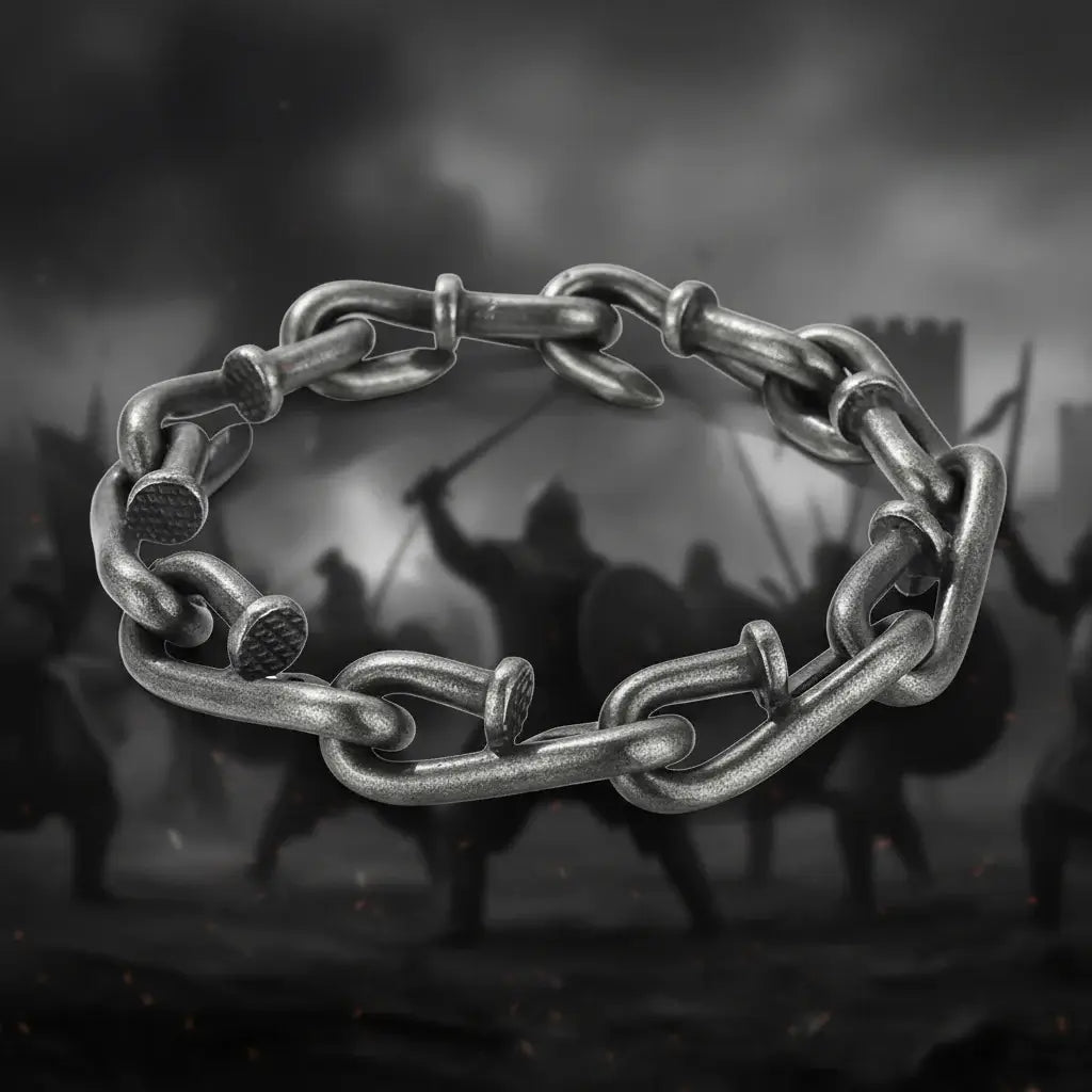 Men’s Nail Hook Bracelet – Vintage Punk Chain Bracelet, Titanium Steel Interlocking Cuff - Hadi Craft