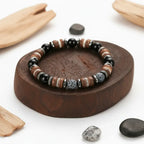 Men's Vintage Onyx Wood Bead Bracelet - Hadi Craft