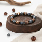 Men's Vintage Onyx Wood Bead Bracelet - Hadi Craft