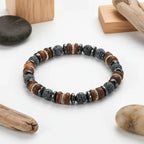 Men's Vintage Onyx Wood Bead Bracelet - Hadi Craft