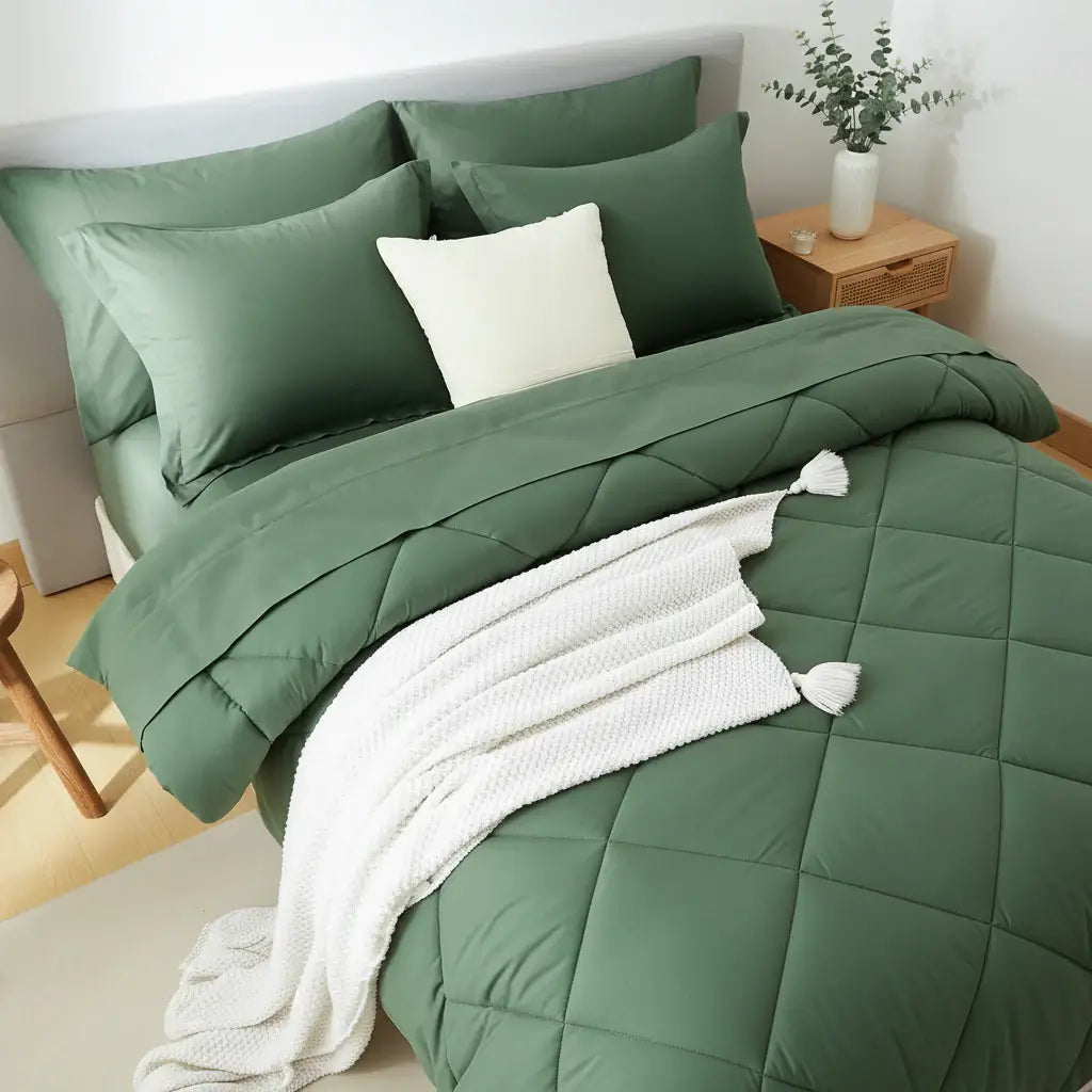 Microfiber Comforter Set With Sheets Pillowcases & Pillow Shams - Hadi Craft