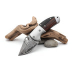 Mini Damascus Steel Folding Knife – Compact EDC Pocket Knife for Men | Gift Knife - Hadi Craft