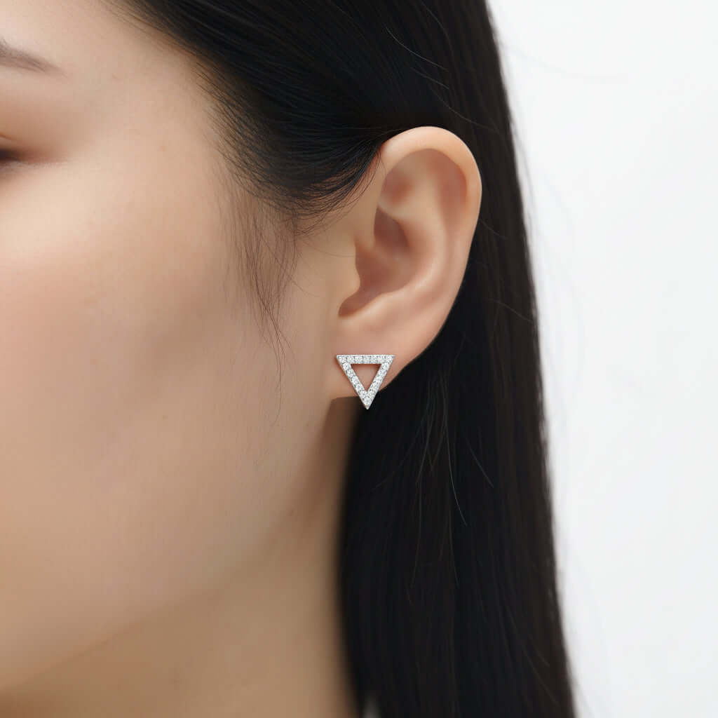 Mini Moissanite Stud Earrings – S925 Sterling Silver Platinum-Plated - Hadi Craft