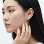 Mini Moissanite Stud Earrings – S925 Sterling Silver Platinum-Plated - Hadi Craft