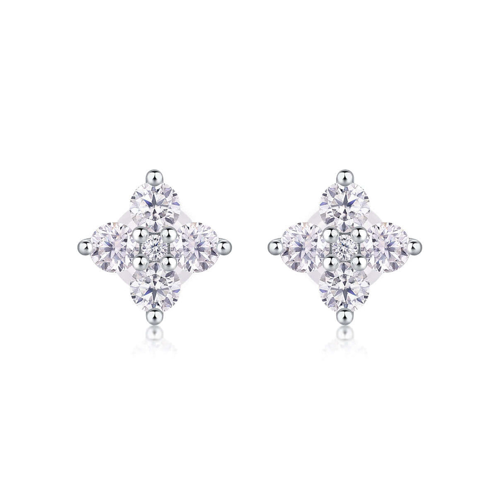 Mini Moissanite Stud Earrings – S925 Sterling Silver Platinum-Plated - Hadi Craft