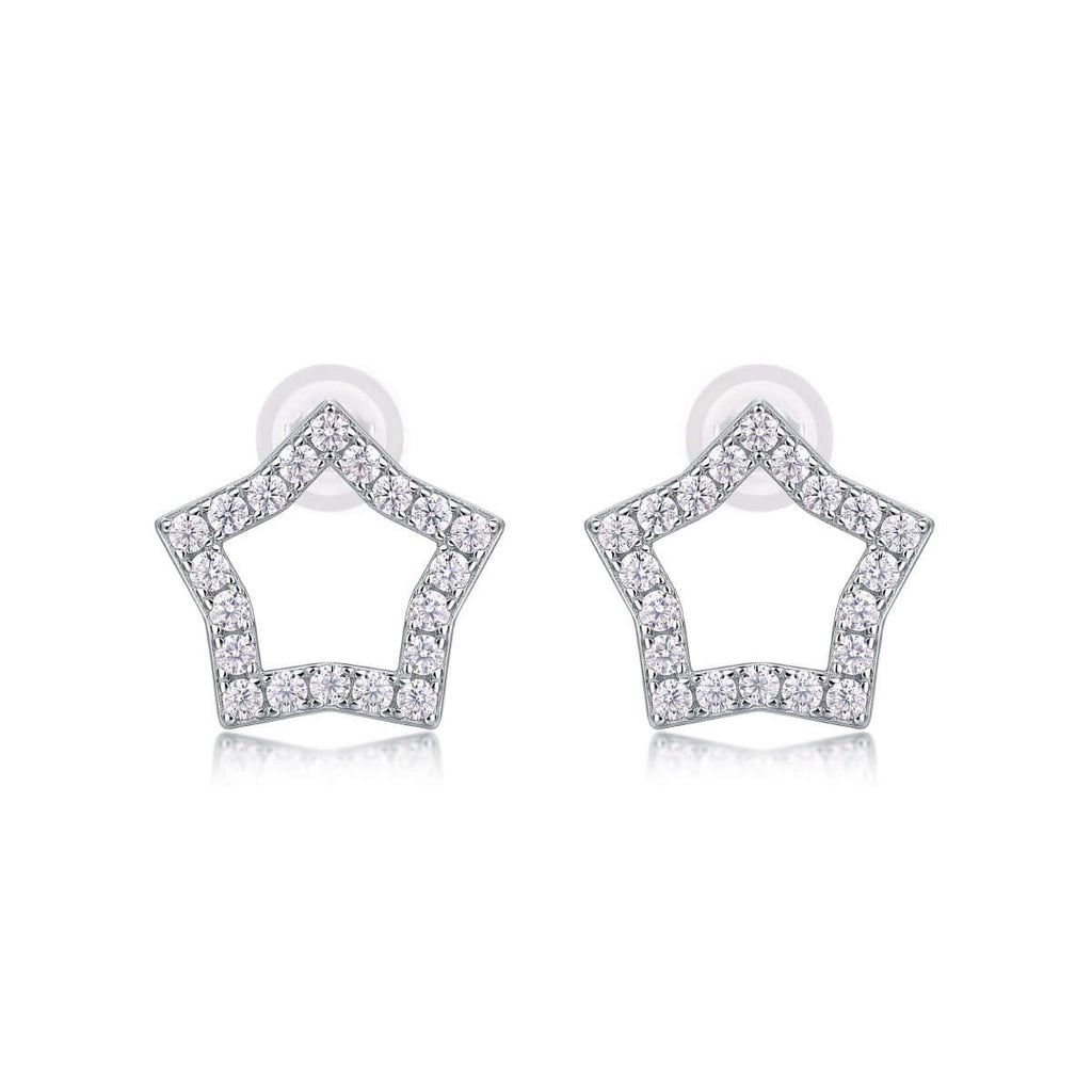 Mini Moissanite Stud Earrings – S925 Sterling Silver Platinum-Plated - Hadi Craft