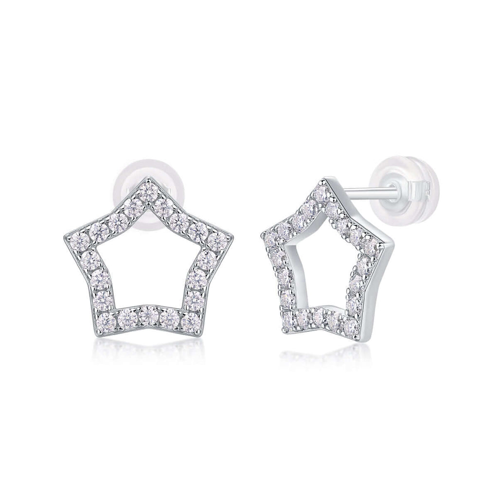 Mini Moissanite Stud Earrings – S925 Sterling Silver Platinum-Plated - Hadi Craft