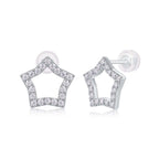 Mini Moissanite Stud Earrings – S925 Sterling Silver Platinum-Plated - Hadi Craft