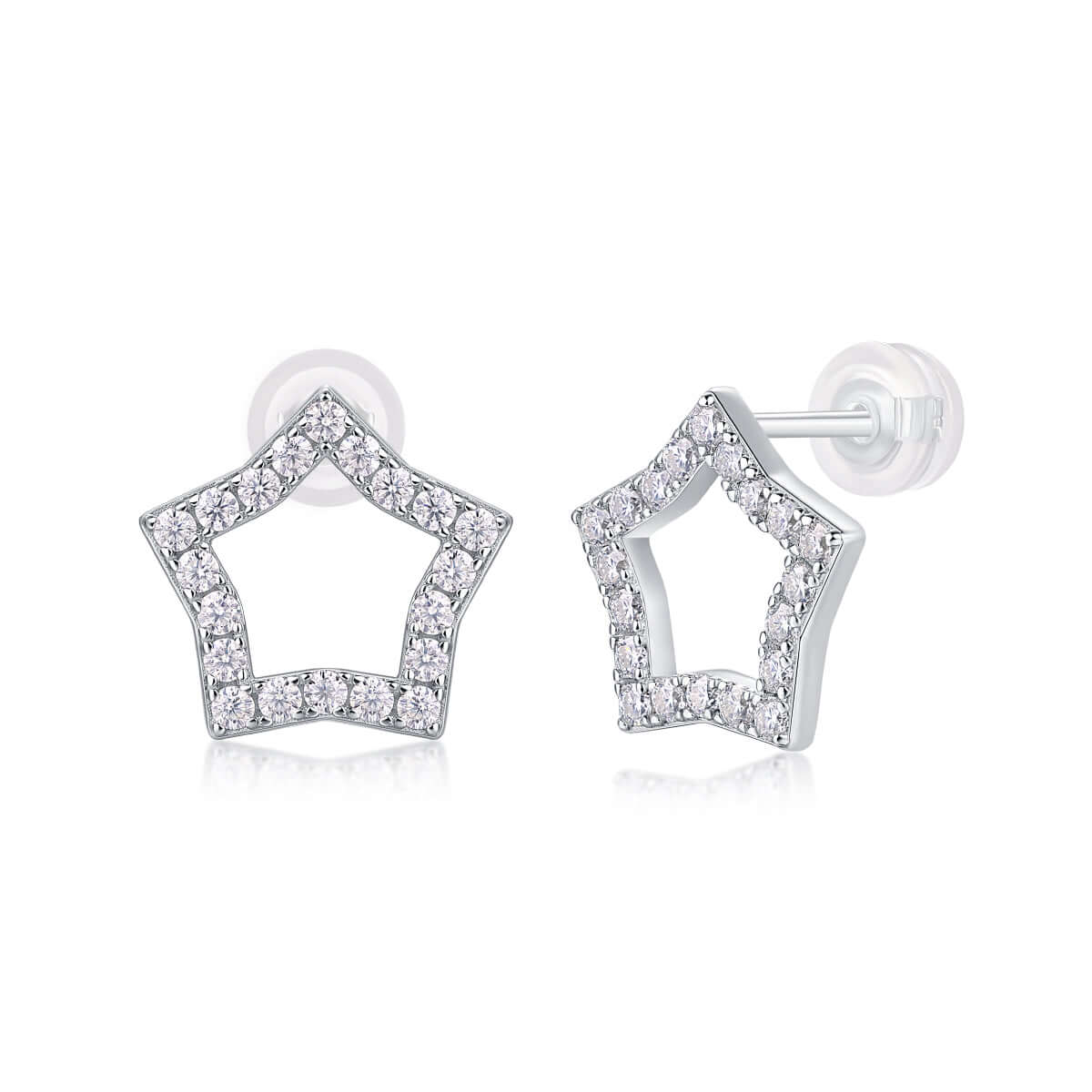 Mini Moissanite Stud Earrings – S925 Sterling Silver Platinum-Plated - Hadi Craft