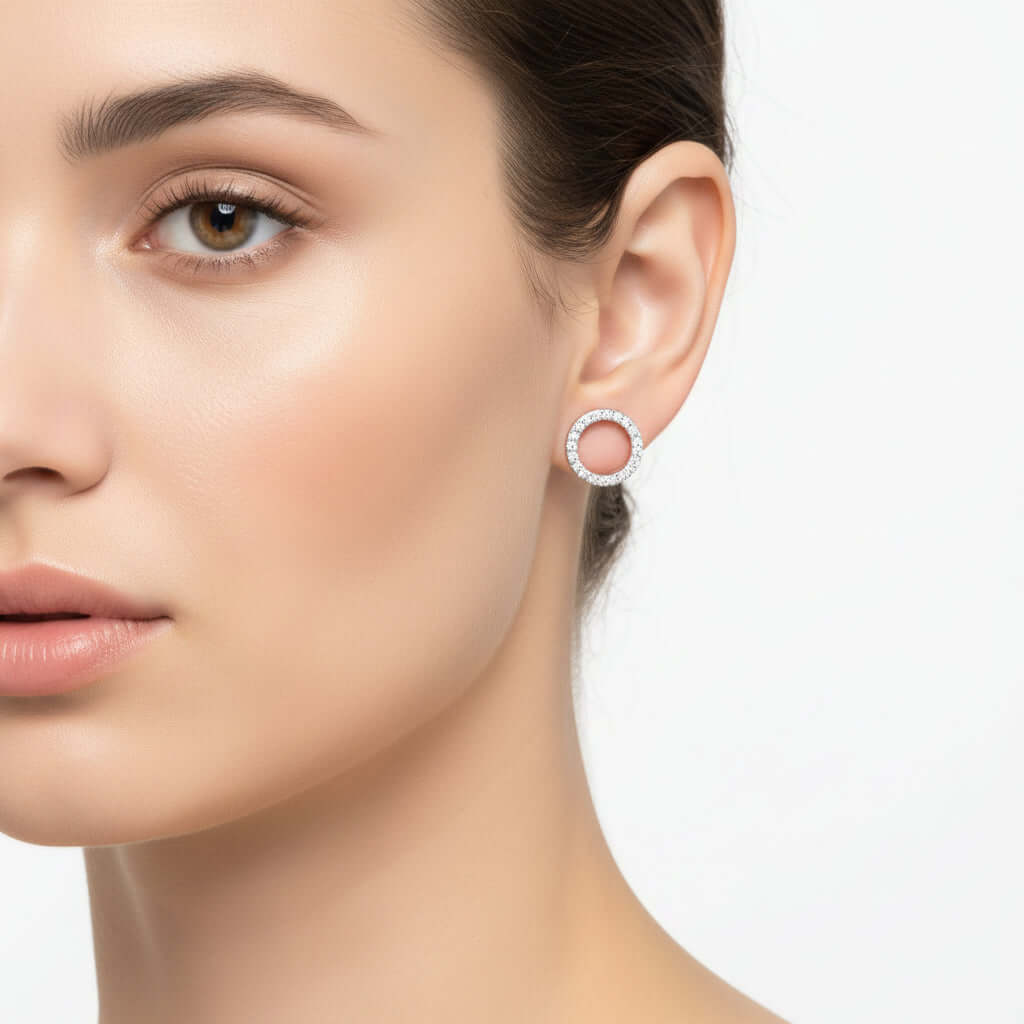 Mini Moissanite Stud Earrings S925 Sterling Silver - Hadi Craft