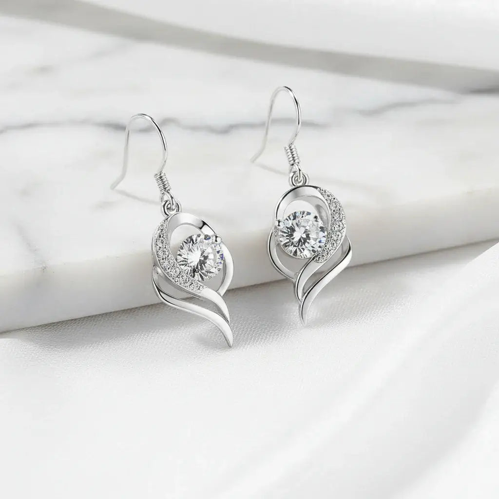 Moissanite Heart Earrings 925 Sterling Silver – 0.5CT Ocean Blue Heart Studs Gift for Her - Hadi Craft